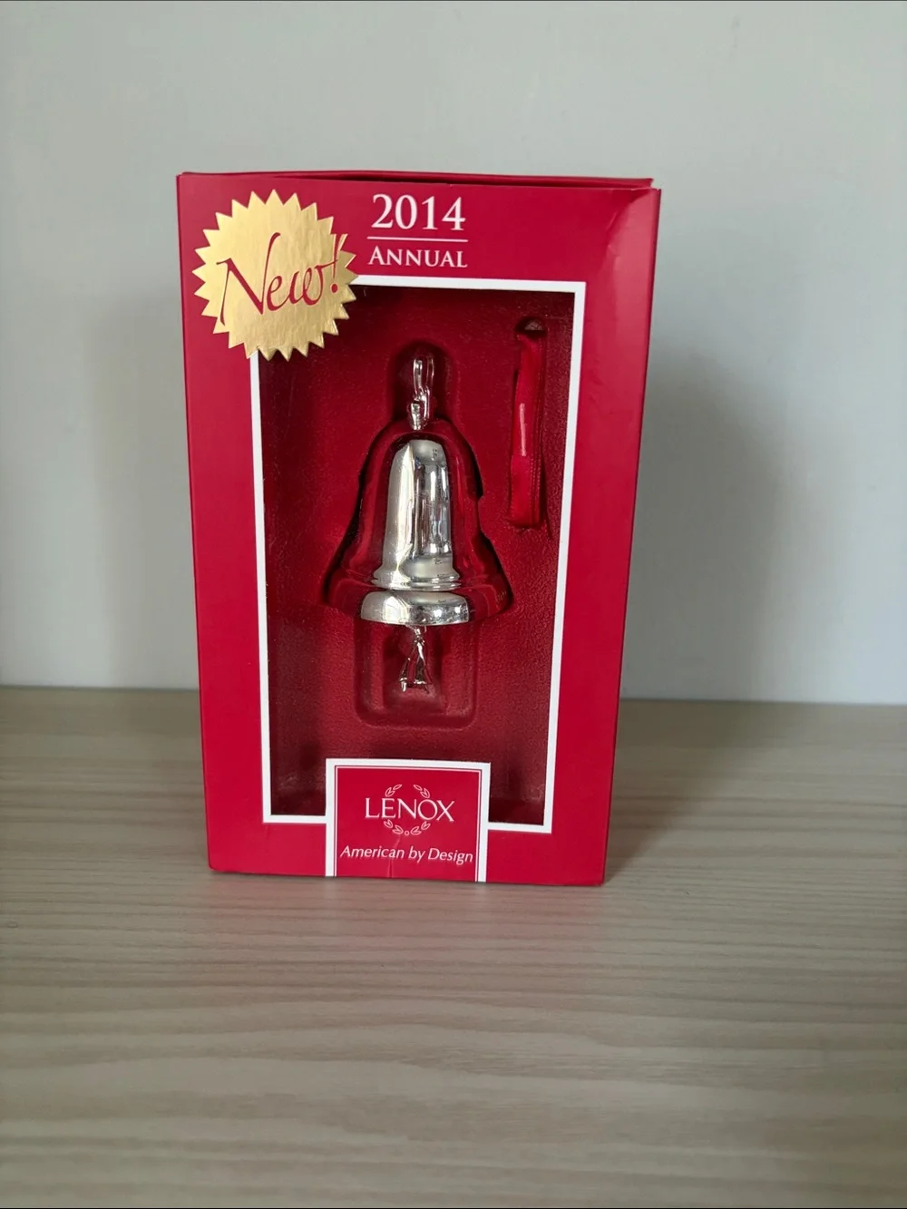 Lenox New! 2014 Annual Silver Bell Angel Ornament with Red Presentation Box